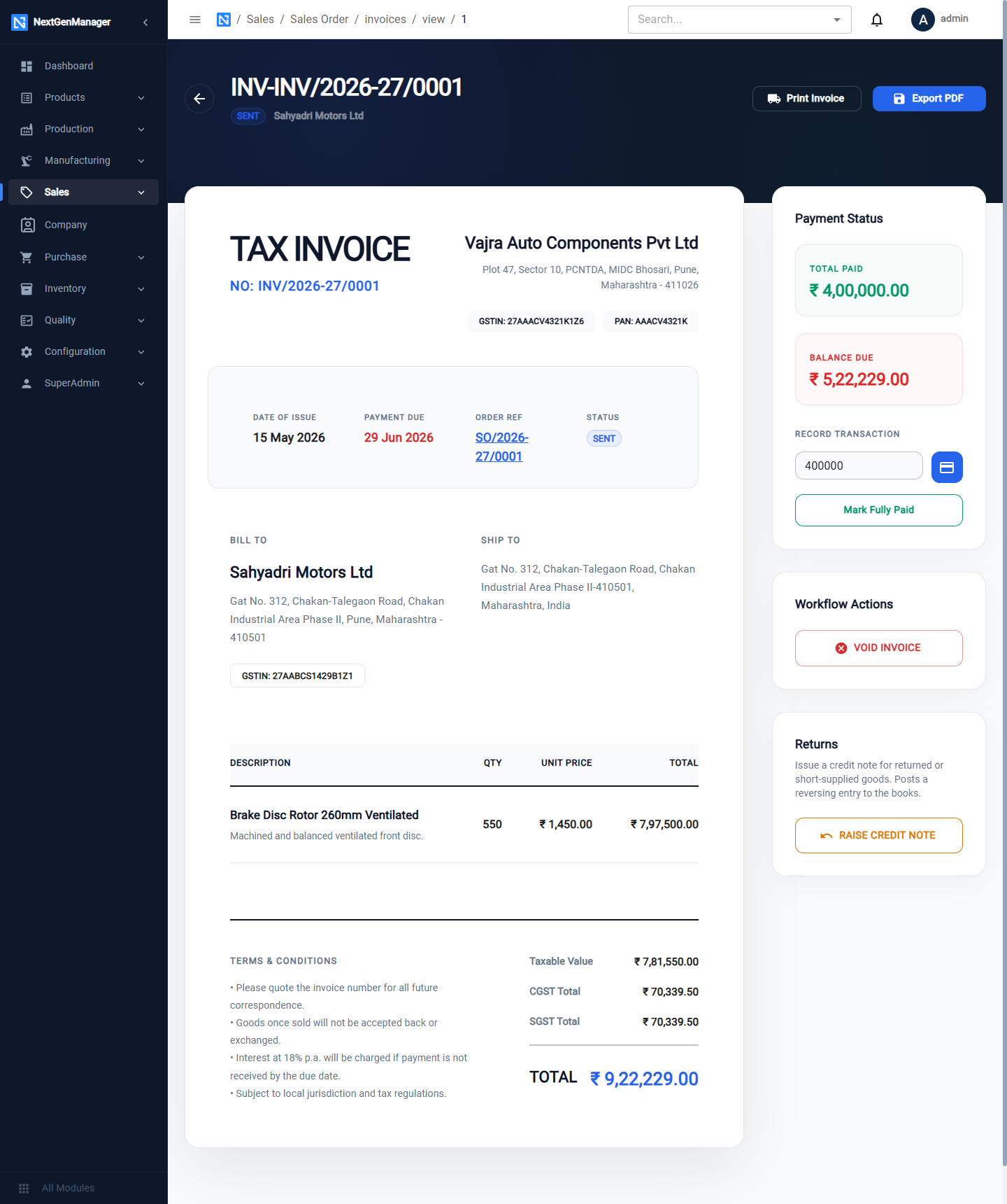 A tax invoice