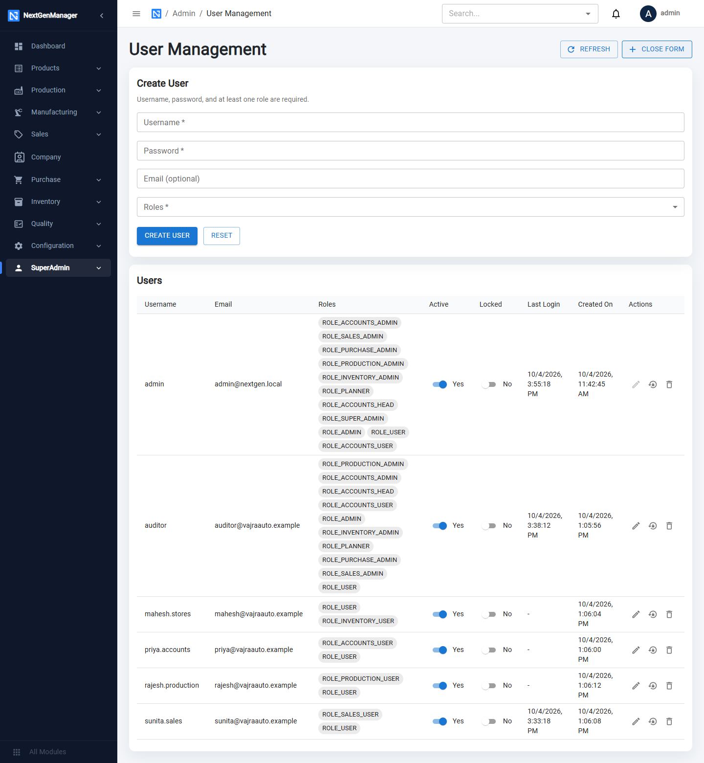 Creating a user